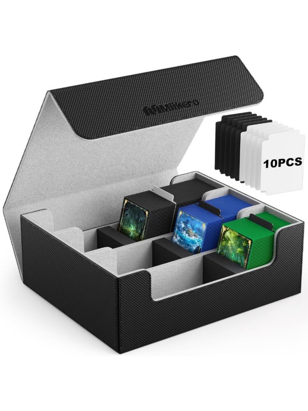 1800+ Card Storage Box - PU Leather Organizer with Magnetic Closure & Dividers